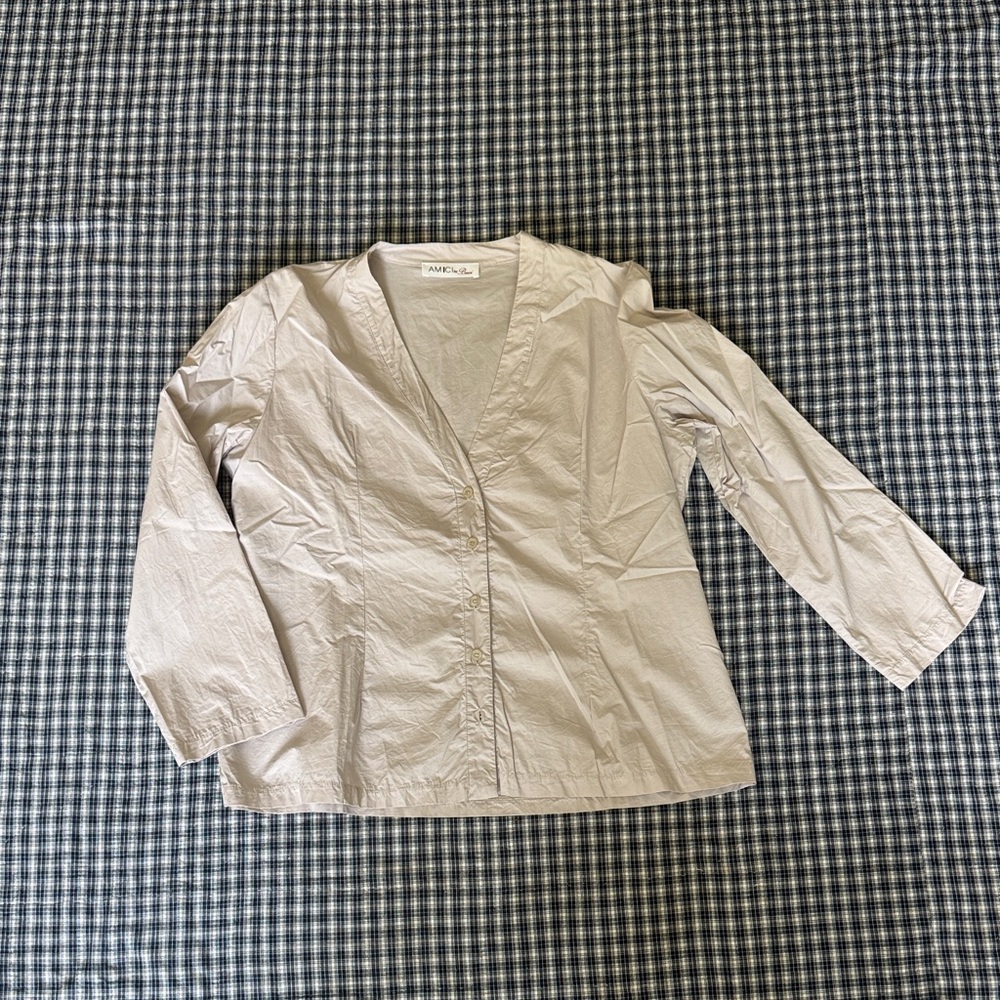 A.P.C. Lightweight Cream V-Neck Blazer Jacket